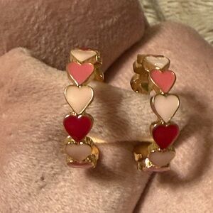 Pink & Red Heart Hoop Earrings w/ Gold Tone Valentine’s Day! 💕❤️